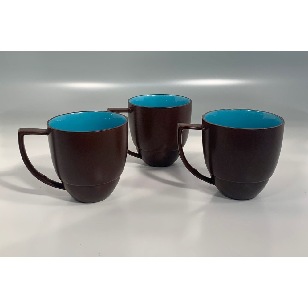 3 Waechtersbach DUO Mugs Azure Blue Coffee Cup Turquoise and Brown